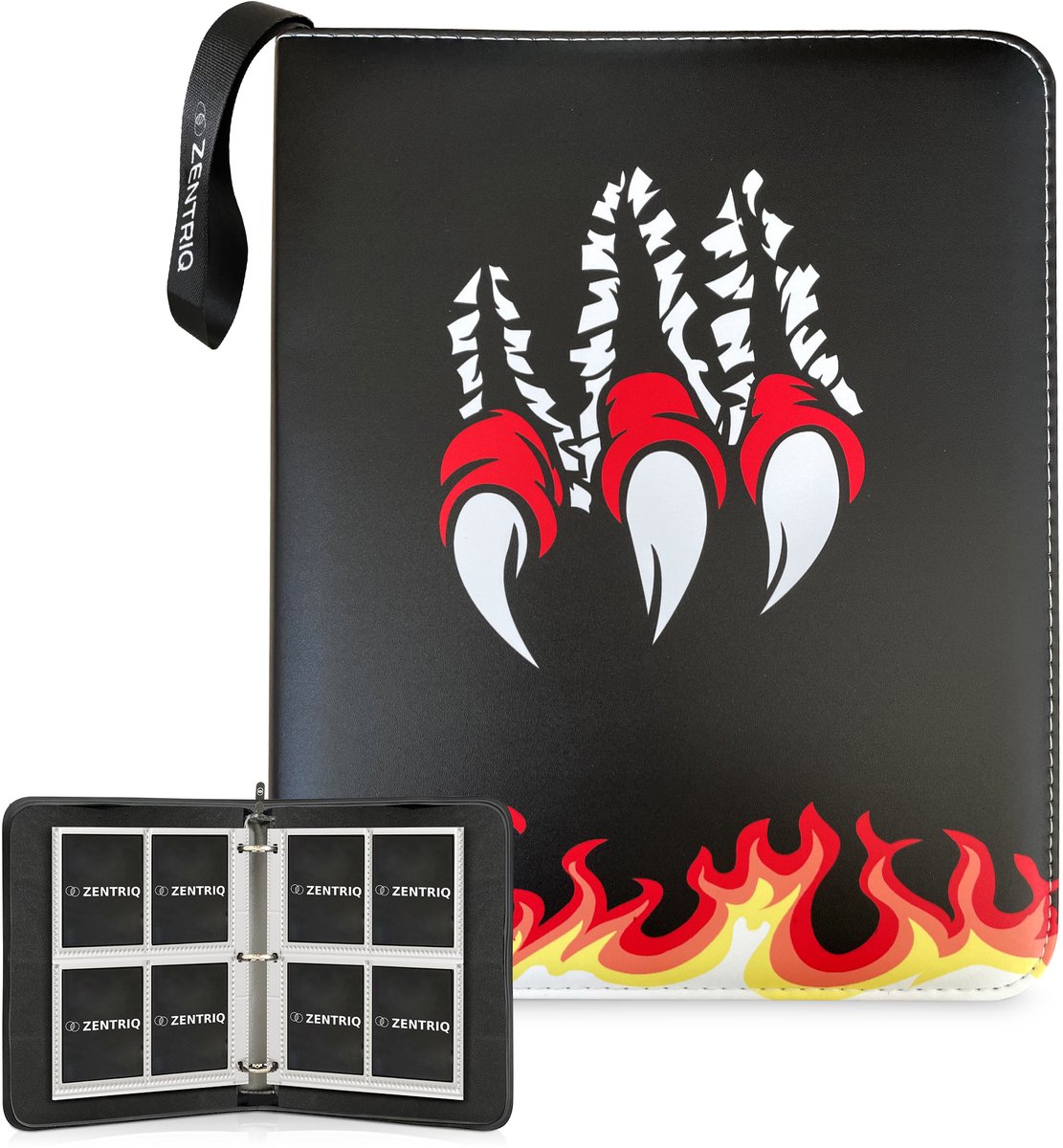 Pokemon Map – 400 Kaarten | 50 Pagina’s | Kleine Vuurklauw | Zentriq PU-Leder Pokemon Kaarten Map met Ritssluiting | Waterdicht & Duurzaam | Card Binder | Verzamelmap Voor Pokémon- & Andere Ruilkaarten